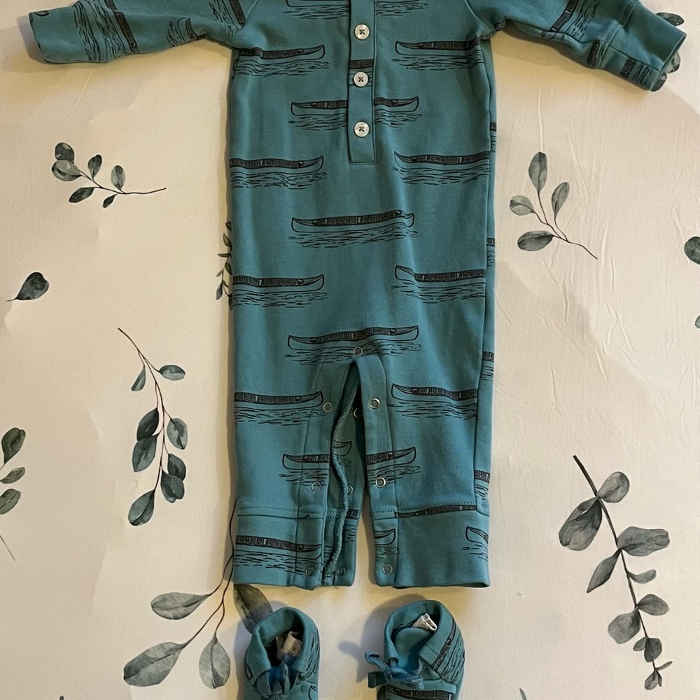 Kate Quinn Organic Cotton Teal Canoe Outfit